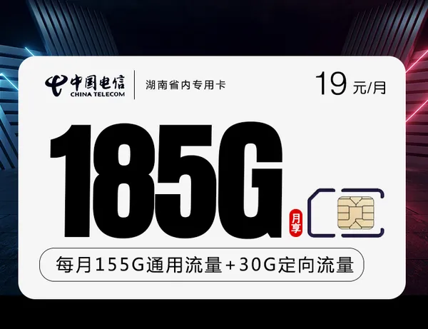 电信湖南省内专用卡【省内专用 长期19】